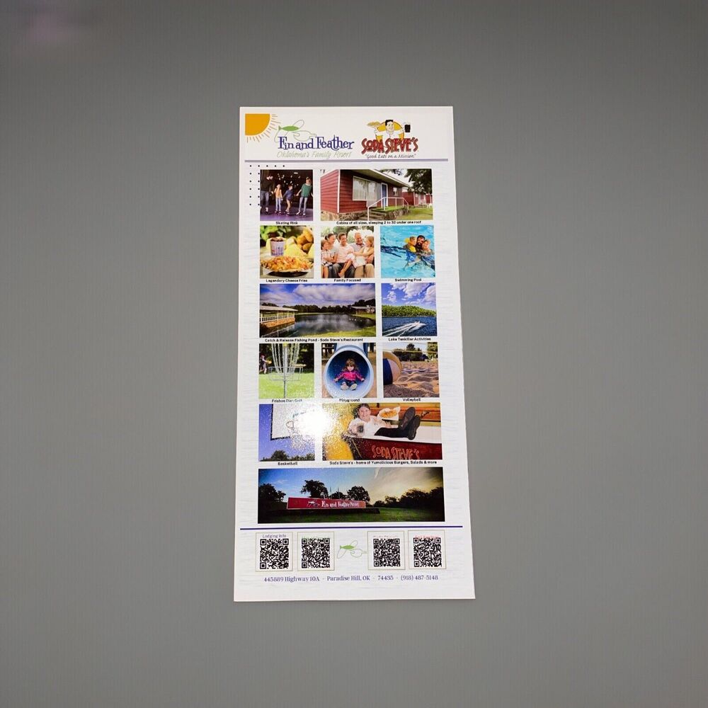 Promotional Rack Card Fin And Feather Resort Paradise Hill Oklahoma